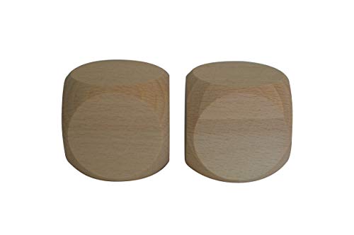 Wooden World - 10x dados de madera lisos cubos en blanco madera sin pintar seis lados 20 mm