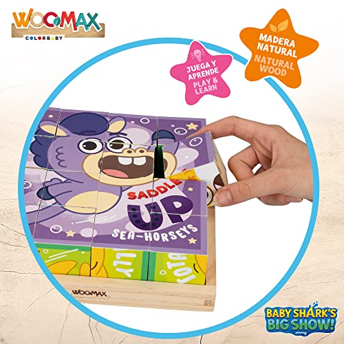 WOOMAX Baby Shark's Big Show! 48822 - Rompecabezas para niños de madera / Rompecabeza juegos infantiles, puzzles para niños / Rompecabezas en cubo infantil