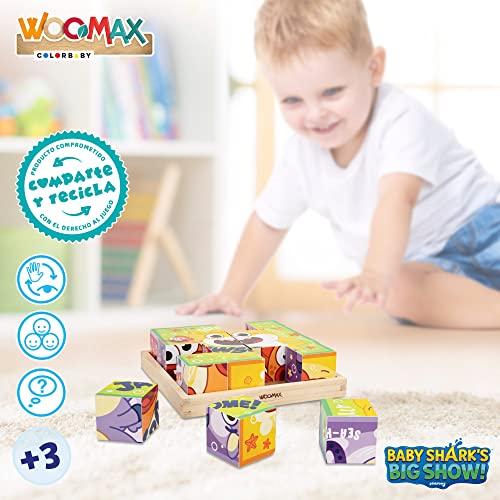 WOOMAX Baby Shark's Big Show! 48822 - Rompecabezas para niños de madera / Rompecabeza juegos infantiles, puzzles para niños / Rompecabezas en cubo infantil