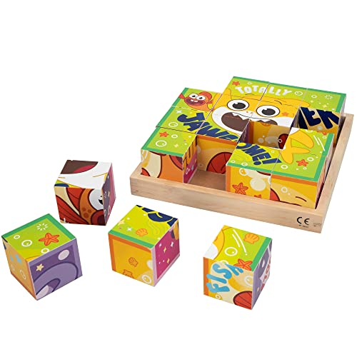 WOOMAX Baby Shark's Big Show! 48822 - Rompecabezas para niños de madera / Rompecabeza juegos infantiles, puzzles para niños / Rompecabezas en cubo infantil