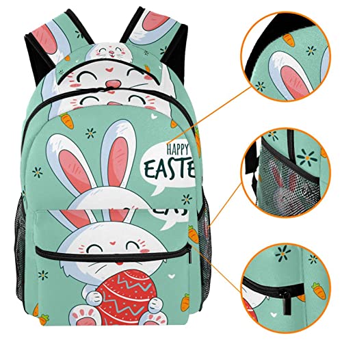 WOSHJIUK Mochila escolar Bolsa de viaje,feliz día de pascua conejito,Mochila para paseo al aire libre Mochila pequeña