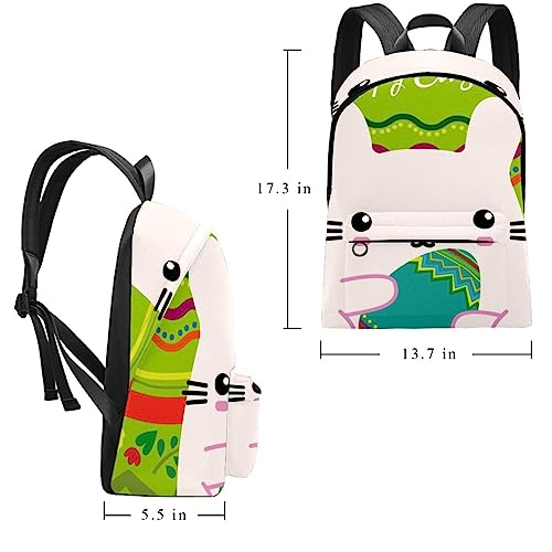 WOSHJIUK Mochila para mujeres universitarias y mochila para hombres,felices huevos de pascua conejo,Mochila de viaje para mochila de paseo al aire libre