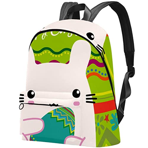 WOSHJIUK Mochila para mujeres universitarias y mochila para hombres,felices huevos de pascua conejo,Mochila de viaje para mochila de paseo al aire libre