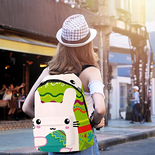 WOSHJIUK Mochila para mujeres universitarias y mochila para hombres,felices huevos de pascua conejo,Mochila de viaje para mochila de paseo al aire libre