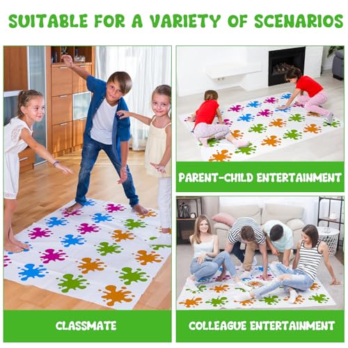 WUGU Twisting Games, juego de suelo con alfombra de juego, juego de torsión para niños y adultos, juegos de cumpleaños infantiles a partir de 6 años, juego Twister para niños, juego de equipo, juego