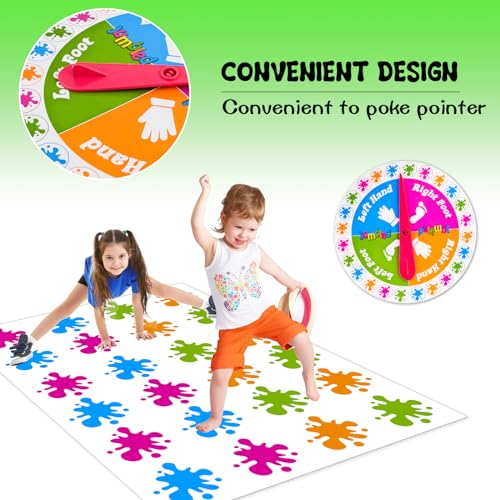 WUGU Twisting Games, juego de suelo con alfombra de juego, juego de torsión para niños y adultos, juegos de cumpleaños infantiles a partir de 6 años, juego Twister para niños, juego de equipo, juego