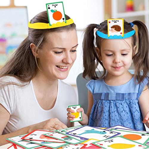 Xiaocao Juego de Diademas | Juego de Mesa de adivinanzas - 108 Tarjetas con imágenes y 2 Diademas Juego Familiar para niños pequeños Adultos Adolescentes, Juegos de Cartas para familias