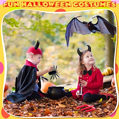 Xinnun 3 Accesorios de Diablo de Carnaval Incluye Diadema de Diablo de Cuernos Cola de Demonio y Pajarita Disfraces de Demonio para Mujer Hombre Niños Fiesta Halloween Decoración Cosplay (Negro)