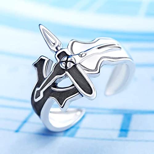 XJruixi Anime Sword Art Online Ring Kirigaya Kazuto Yuuki Asuna Cosplay Unisex Couple Lover Adjustable Rings Jewelry Gift Accessories