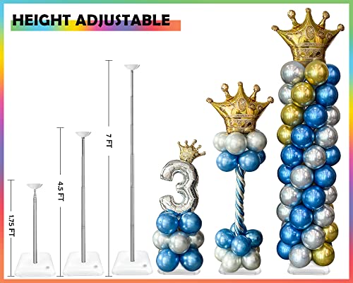 YALLOVE Kit de soporte para columna de globos, 4 juegos de columna de torre de globo ajustable de 2 m de altura con diseño telescópico de metal reutilizable