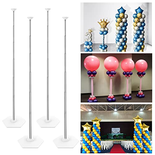 YALLOVE Kit de soporte para columna de globos, 4 juegos de columna de torre de globo ajustable de 2 m de altura con diseño telescópico de metal reutilizable