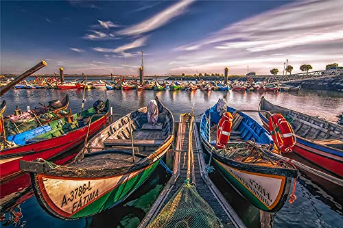 YANCONG Puzles Adulto 1500 Piezas, Barcos En El Puerto De Aveiro, Portugal