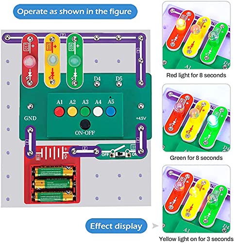 Yangers Kit de circuito electrónico para niños tablero vástago exploración eléctrica análisis de ciencia educativa y diseño conjunto para niños