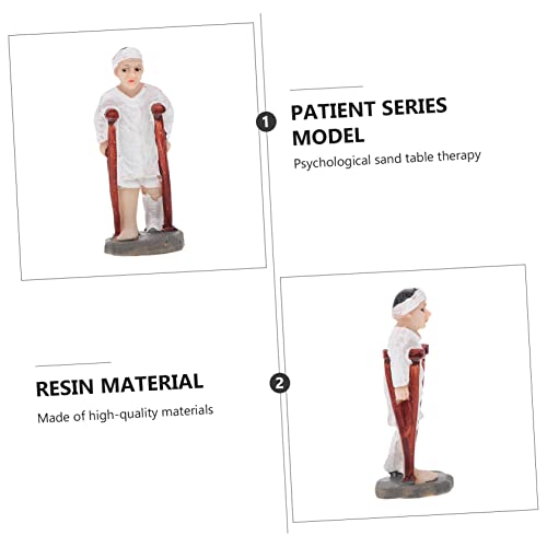 Yardwe 2 Piezas Hombre Con Muletas Figuras En Miniatura Accesorio De Psicologica Consejería Psicológica Pacientes Estatua Mesa De Arena Resina Blanco Juego De Arena