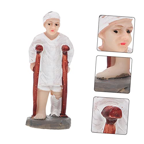 Yardwe 2 Piezas Hombre Con Muletas Figuras En Miniatura Accesorio De Psicologica Consejería Psicológica Pacientes Estatua Mesa De Arena Resina Blanco Juego De Arena