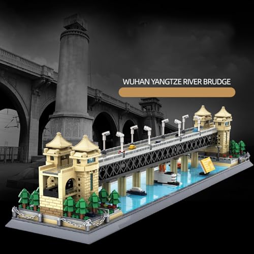 YAXRO Juego De Modelos De Bloques De Arquitectura del Puente del Río Yangtze De Wuhan,1452 Piezas Juegos De Construcción Chinos,Juguetes De Rompecabezas 3D Bricolaje,Compatible con Lego A