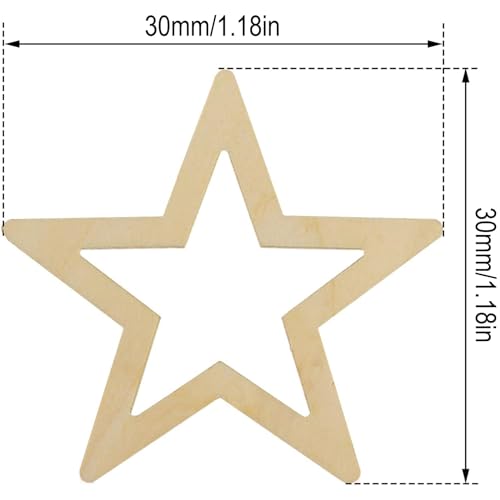 YCVSKY Stelle di Legno,100pcs Decorazioni Natalizie Legno, decoración de madera, para Navidad, bodas, fiestas, manualidades, decoración de mesa, estrellas decorativas