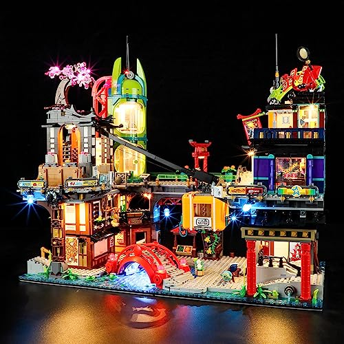 YEABRICKS Kit de Luces LED para Lego-71799 Ninjago Mercados de la Ciudad de Ninjago Modelo de Bloques de Construcción (Juego de Lego NO Incluido)