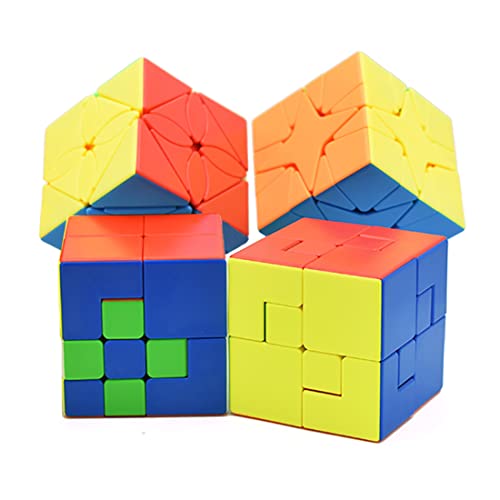 Yealvin Juego de cubos de velocidad sin pegatinas, juego de cubos de rompecabezas Polaris Cube hoja de arce cubo doble Twisty Skewb Cube Lucky Clover Cube Puppet Cube V1 y V2 Puzzle Juguetes 6 piezas