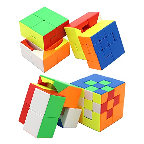 Yealvin Juego de cubos de velocidad sin pegatinas, juego de cubos de rompecabezas Polaris Cube hoja de arce cubo doble Twisty Skewb Cube Lucky Clover Cube Puppet Cube V1 y V2 Puzzle Juguetes 6 piezas