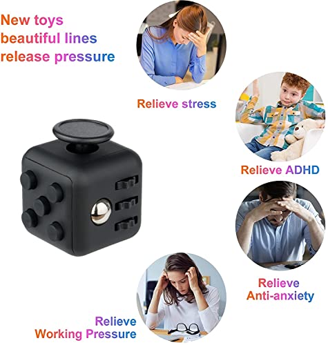 Yeefunjoy Anti-Stress Cube Stress Relieve Toy Juguete sensorial Juguete de estrés Juguete de Alivio de la ansiedad Juguete de Matar Tiempo de Dedo para Oficina Juguete de Aula Regalo - Negro