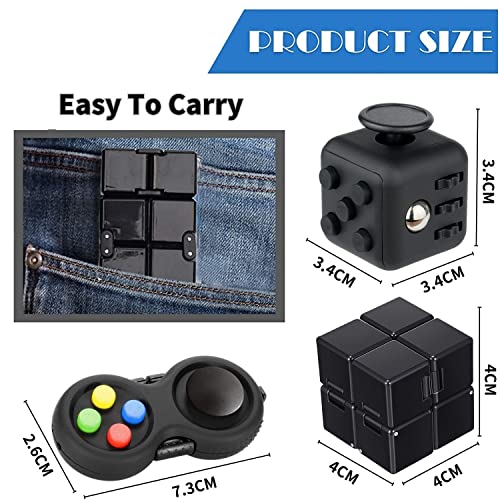 Yeefunjoy Juguete Antiestrés Stress Cube, Juego de 3 Juguetes para Fidget, Fidget Cubo Infinito Cubo Fidget Pad Fidget Toy Cube Retro Controller para ADHS Niños y Adultos Anti-ansiedad Anti-Stress