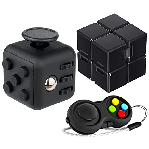 Yeefunjoy Juguete Antiestrés Stress Cube, Juego de 3 Juguetes para Fidget, Fidget Cubo Infinito Cubo Fidget Pad Fidget Toy Cube Retro Controller para ADHS Niños y Adultos Anti-ansiedad Anti-Stress