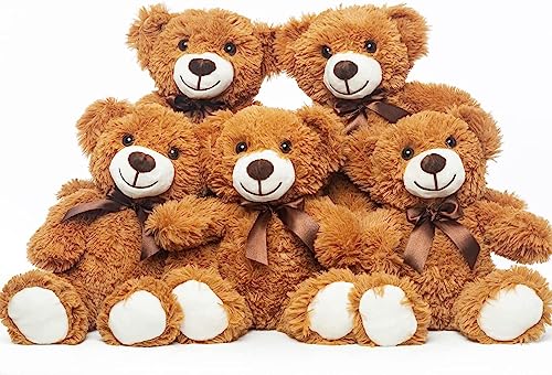 Yeqivo Ositos De Peluche Animal De Peluche Juguetes Regalo para Niño Novia 13.5 Pulgadas para Navidad Día De San Valentín Cumpleaños Boda Fiesta (Marrón,5 Pcs)