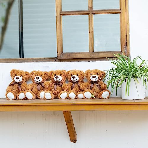 Yeqivo Ositos De Peluche Animal De Peluche Juguetes Regalo para Niño Novia 13.5 Pulgadas para Navidad Día De San Valentín Cumpleaños Boda Fiesta (Marrón,5 Pcs)