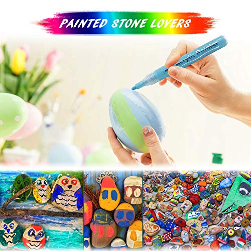 YITHINC Rotuladores para Pintar Piedras,24 Colores Rotuladores Acrilicos para Manualidades,Ceramica,Cristal,Tela,Ropa,Regalo Niña 3-12 Años,Regalos de Pascua para Niños