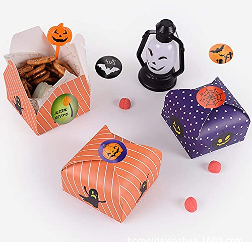 YKKJ 500 Pegatinas de Halloween Redondas Autoadhesivas Rollos de Calabaza de Halloween de Pegatinas Halloween Murciélagos Spiders Ghost Stickers de Rollo