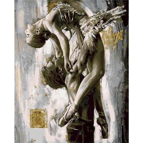 Yoonqun Pintura por Números para Adultos,Pareja Ballet Kit de pintura por números DIY con Pinceles y Acrílicas al óleo para Adultos Niños Lienzo Arte Hogar de Pared Decoraciones - sin Marco,40x50cm