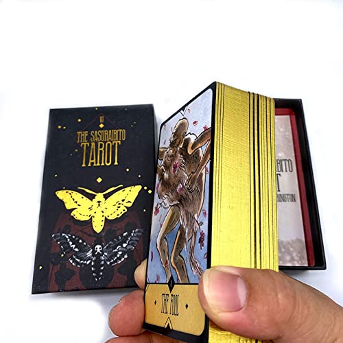 Yuechuxiao 78 Cartas de Tarot con guía y Caja, Barajas de Tarot para Principiantes, Juego de adivinación, Herramientas de adivinación de brujería, Borde Dorado