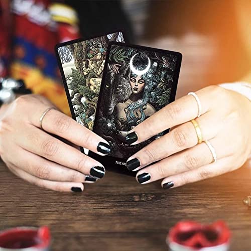 Yuechuxiao Cartas del Tarot con guía, Baraja de Cartas del Tarot para Principiantes, Baraja de Tarot de Palabras Clave, Herramientas Originales de adivinación para Contar el Futuro