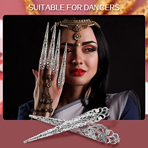 Yumoo 10pcs dedo punta de uñas anillos de garra antigua reina traje dedo garra anillos decoración accesorio para cosplay drama danza show