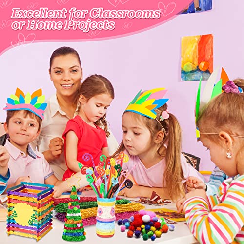 YUTUY Manualidades Niños 4 5 6 7 8 Años, 3000+ Pcs Creativo Kit Manualidades, Juego de Manualidades con Pompón,Papel de Colores,Pegatinas, Cuentas, Pluma, Juguetes Educativos Regalo para Niño Niña