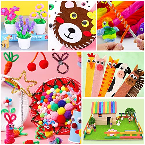 YUTUY Manualidades Niños 4 5 6 7 8 Años, 3000+ Pcs Creativo Kit Manualidades, Juego de Manualidades con Pompón,Papel de Colores,Pegatinas, Cuentas, Pluma, Juguetes Educativos Regalo para Niño Niña