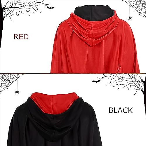 YXHZVON Capa Negra y Rojo con Capucha de Halloween, 90 cm Capa de Disfraz de Vampiro para Niño, Capas con Capucha para Carnaval Halloween Cosplay Costume