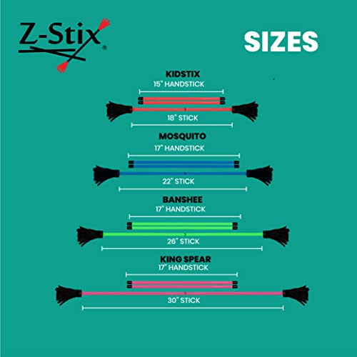 Z-Stix - Palitos de flores profesionales para malabares y 2 palos de mano, para principiantes, serie neón (Kid Stix (palo de 15 pulgadas HS de 18 pulgadas), brillo)