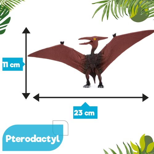 Zappi Co Kids Pterodactyl Black/Purple Dinosaur Toy (23cm Long) Colección de Dinosaurios realistas y detallados para niños - Figuras de acción para Jugar y Aprender