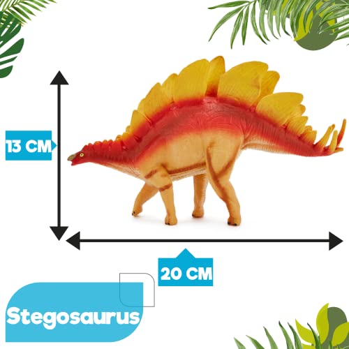 Zappi Co Kids Stegosaurus Dinosaur Toy (Longitud 20 cm) Colección de Dinosaurios realistas y detallados para niños - Figuras de acción para Jugar y Aprender