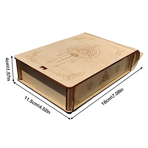 ZEBROAU Almacenamiento Cartas del Tarot - Caja Decorativa Madera para Joyas, Regalos, Piedras Preciosas Recuerdo para Hombres y Mujeres, decoración del hogar, 18x11,5x4 cm