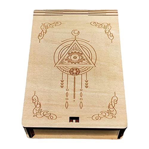 ZEBROAU Almacenamiento Cartas del Tarot - Caja Decorativa Madera para Joyas, Regalos, Piedras Preciosas Recuerdo para Hombres y Mujeres, decoración del hogar, 18x11,5x4 cm