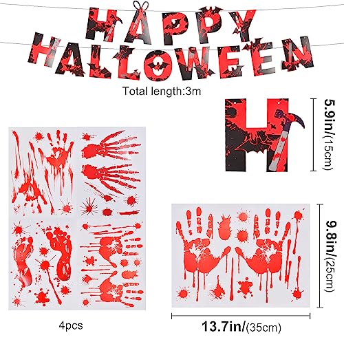 ZeYou Juego de decoración de terror de Halloween, pegatinas sangrientas, imágenes de ventana de Halloween, pancarta decorativa de Halloween, pancarta de terror de Halloween, decoración de manos