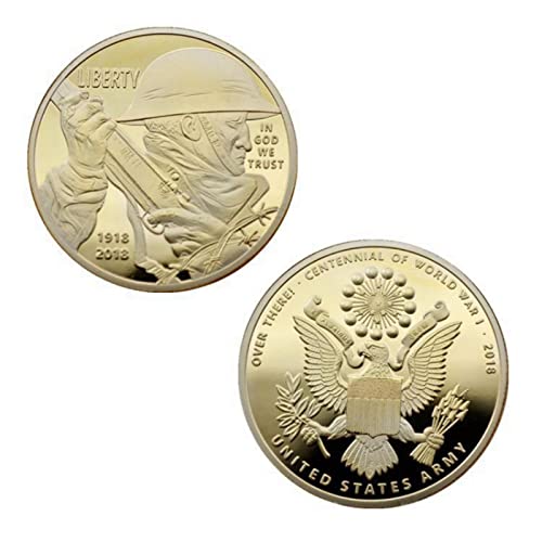 ZHANGWW 2PIC El Centenario de la Primera Guerra Mundial (1918-2018) Recuerdo Moneda chapada en Oro Fans Militares Moneda Coleccionable Moneda Conmemorativa