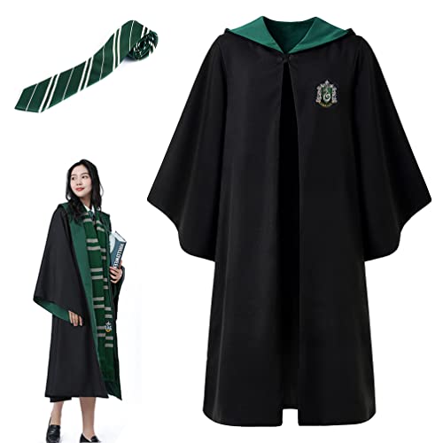 ZHIXUN Gryffondor de túnica,Disfraz de Gryffindor,con Capa y Corbata,Túnica de Mago Adulto,Disfraces de Cosplay de Harry Potter,para Halloween y Carnaval (145, Slytherin)