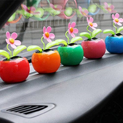 ZHOUBA Divertida Energía Solar Dancing Car Decor Solar Powered Dancing Flower Flip Flop Hojas Car Display Dashboard Juguete Regalo - Rosa