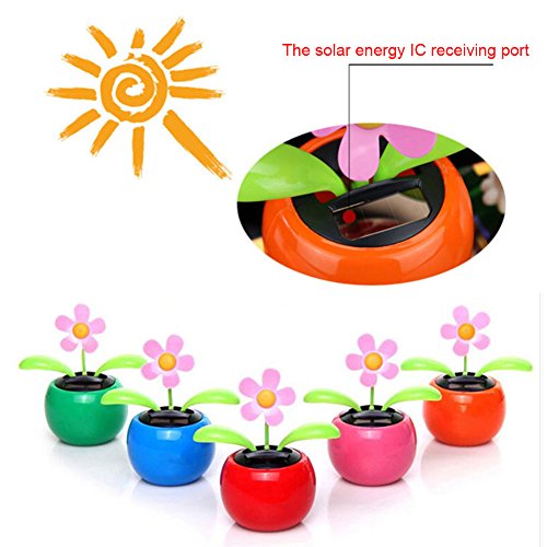 ZHOUBA Divertida Energía Solar Dancing Car Decor Solar Powered Dancing Flower Flip Flop Hojas Car Display Dashboard Juguete Regalo - Rosa