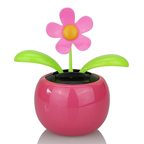 ZHOUBA Divertida Energía Solar Dancing Car Decor Solar Powered Dancing Flower Flip Flop Hojas Car Display Dashboard Juguete Regalo - Rosa