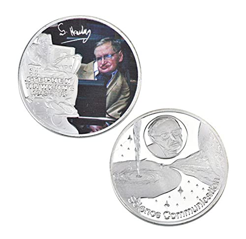 ZKPNV Monedas Conmemorativas Stephen Hawking Juego De Monedas De Coleccionista De Metal Plateado Moneda Criptográfica De Réplica De Euro De Doble Cara para Regalo De Cumpleaños